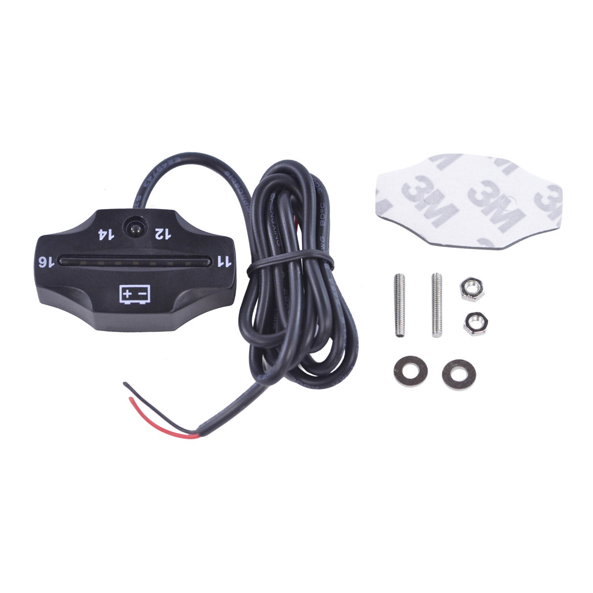 Universal Battery Volt Meter with Small Digital LED Display Charging Circuit Monitor and Waterproof Case 11V-16V