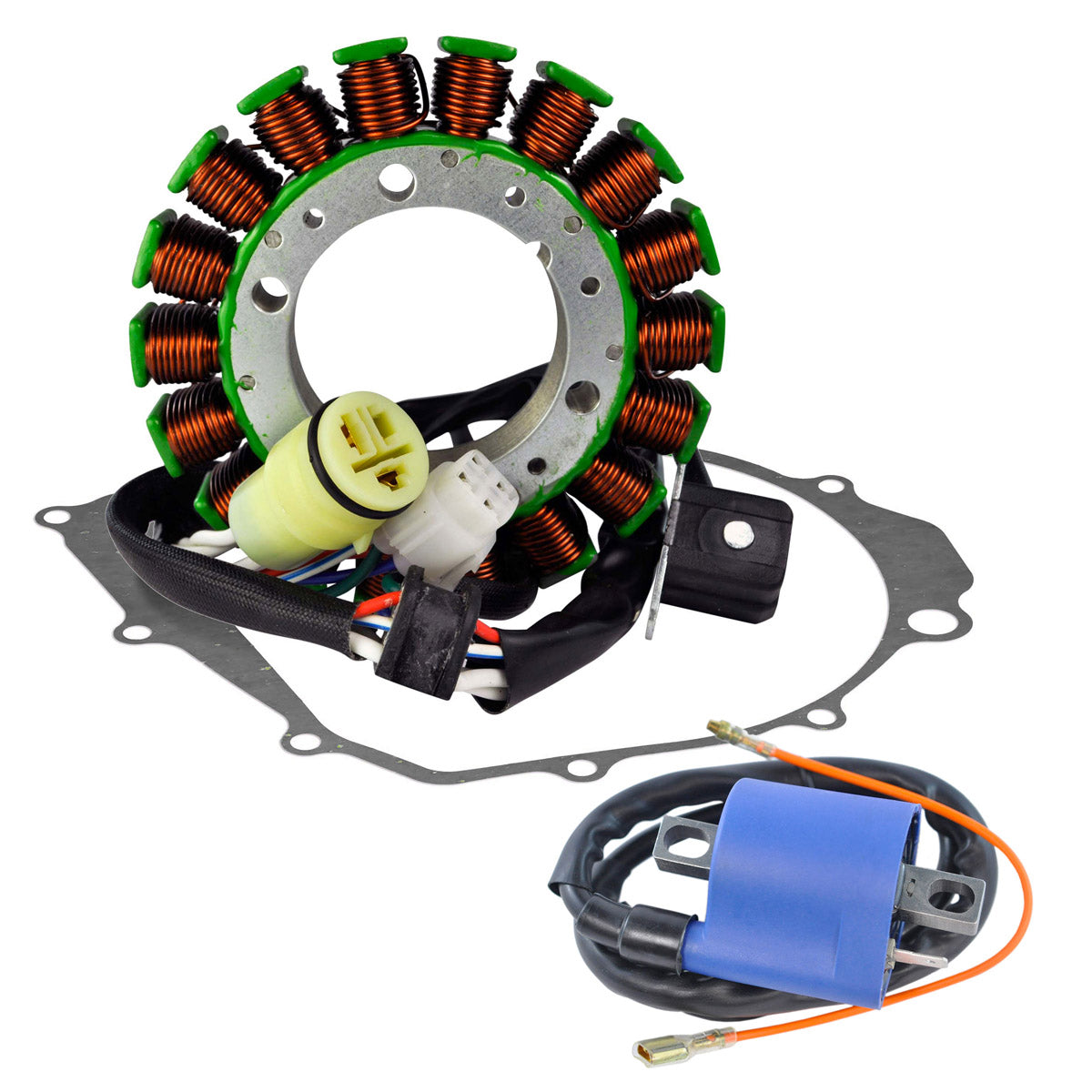 Kit HO Stator + External Ignition Coil + Crankcase Cover Gasket for Yamaha YFM 350 Warrior / Raptor 2002-2013