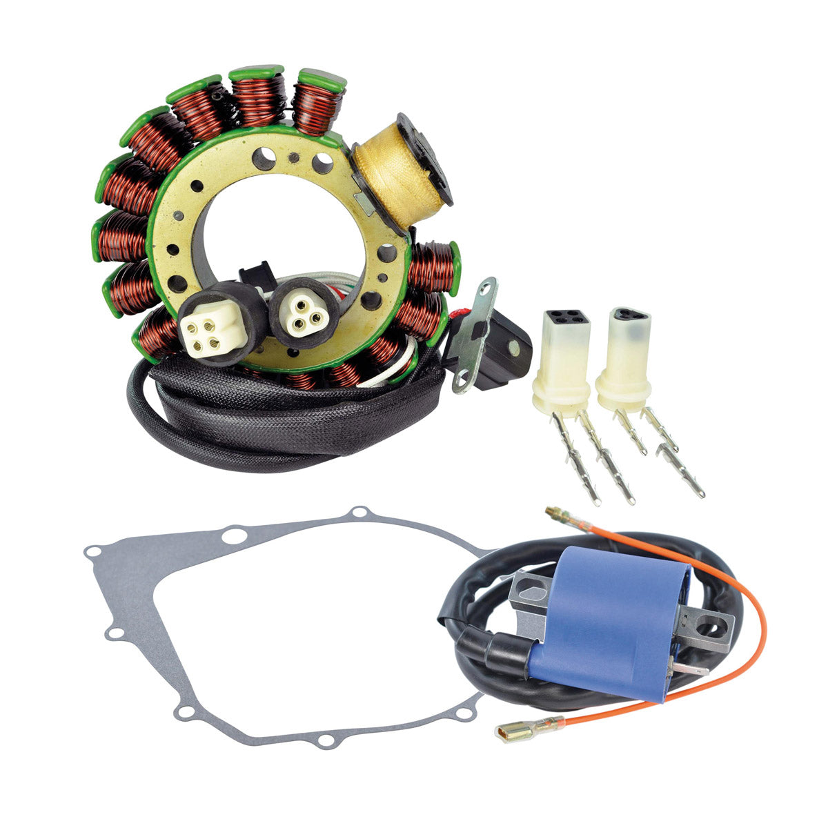 Kit Stator + External Ignition Coil + Crankcase Cover Gasket for Yamaha YFM 350 Warrior Moto 4 Big Bear 1990-1995