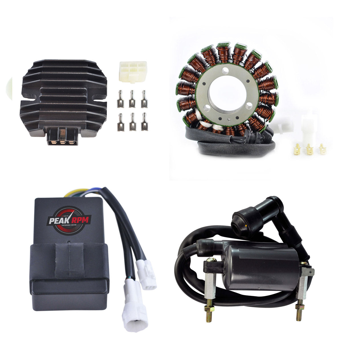 Kit Stator + CDI Box + Voltage Regulator Rectifier + External Ignition Coil for Kawasaki KLF 300 Bayou B / C 1989-1998