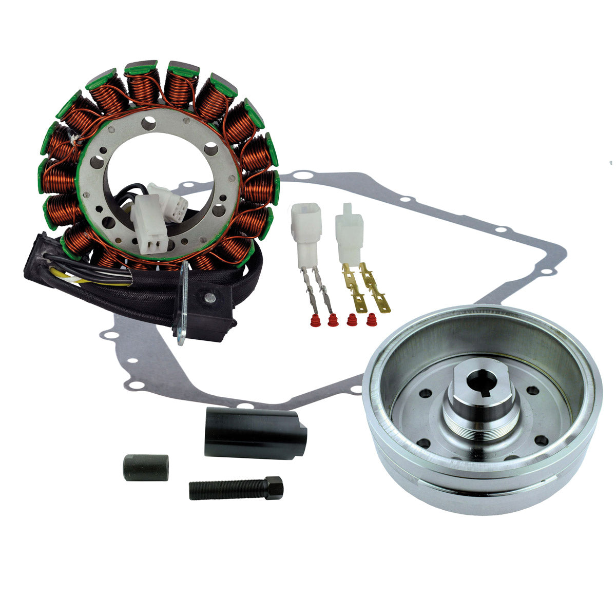 Kit Improved Flywheel + Flywheel Puller + Stator + Crankcase Cover Gasket for Arctic Cat 400 A. 2002-2008 | 32102-38F00