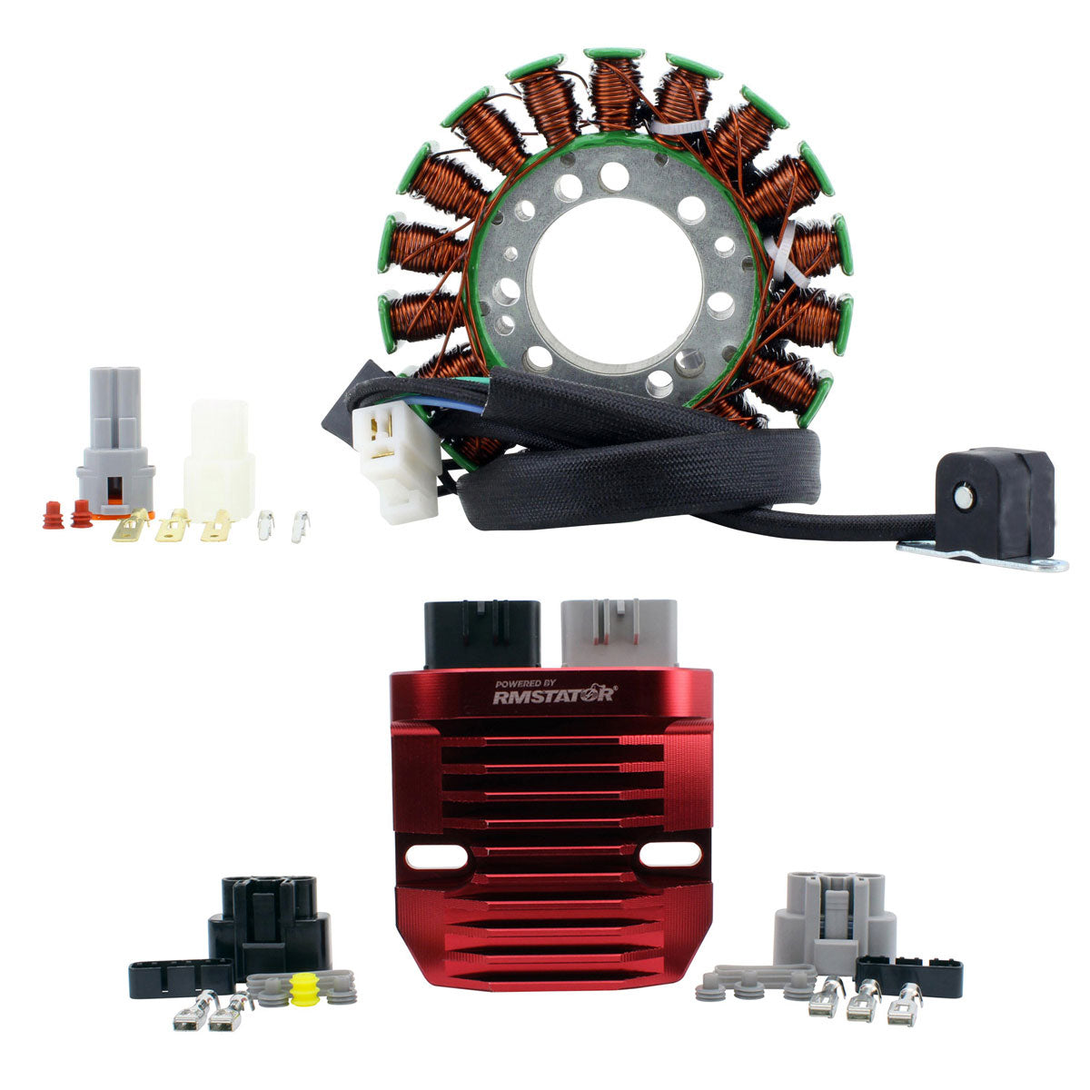 Stator + Red Aluminum Mosfet Regulator for Triumph Street Triple 675 2008-2017 / Street Triple 675 R 2008-2017 2019 2020