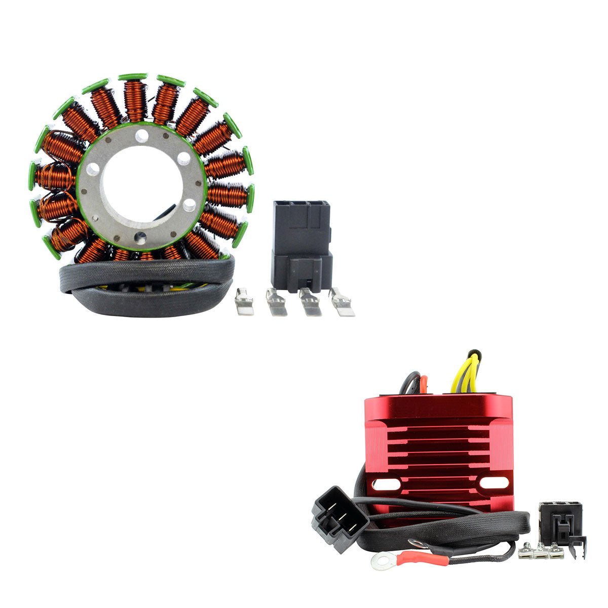Stator + Aluminum Mosfet Regulator for Honda VFR 800 Interceptor 2002-2009 OEM Repl. # 31120-MCW-D03 31600-MCW-D61