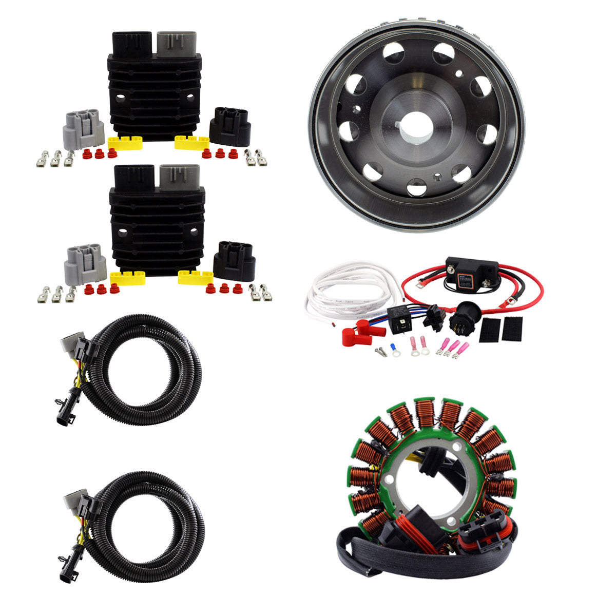 900W SPLYT Supercharged Stator + Regulator + Dual Battery Isolator + Flywheel for Polaris Ranger Sportsman 2013-2023