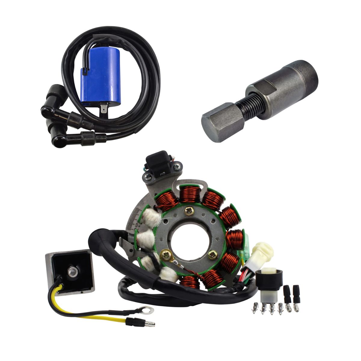 Kit Stator 200 W + Régulateur de tension + Bobine d'allumage + Extracteur pour Yamaha YFZ 350 Banshee 1987-1994