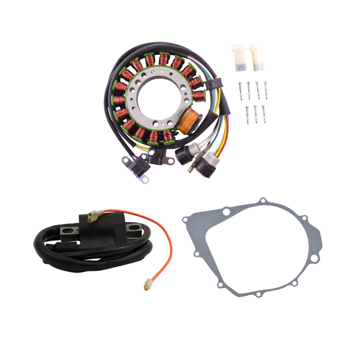 Kit Stator + Crankcase Cover Gasket + External Ignition Coil for Yamaha YFM 350 Warrior / Big Bear 1987-1989