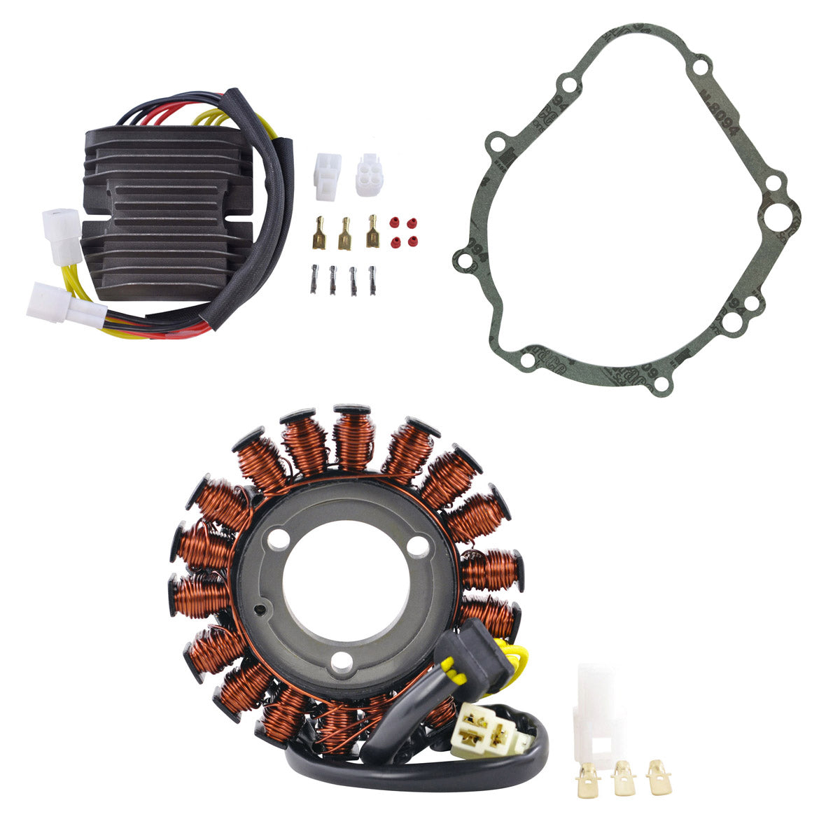 Kit Improved Heavy Duty Stator + Mosfet Voltage Regulator Rectifier + Gasket for Suzuki GSX-R 600 / GSX-R 750 2006-2019