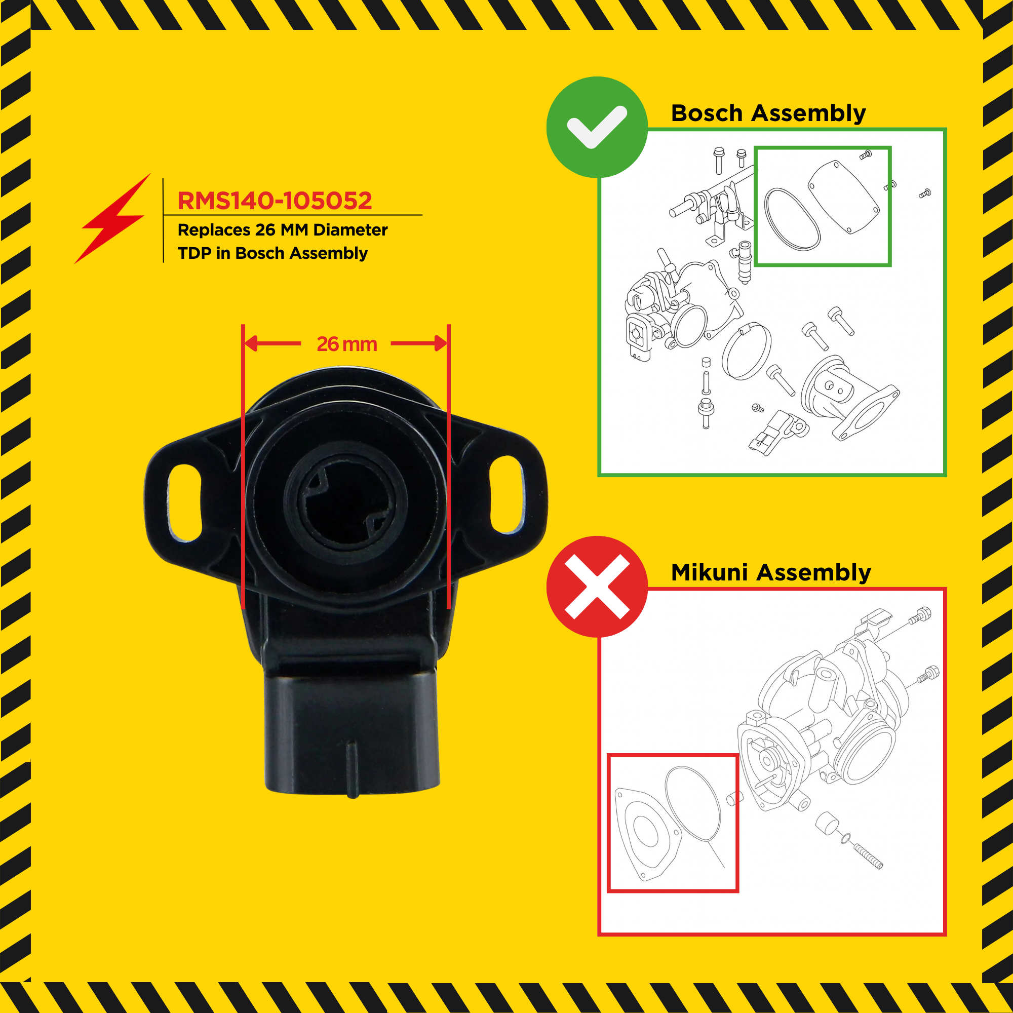 Throttle Position Sensor TPS 26mm (Bosch) for Polaris Sportsman 550 570 | Ranger 570 800 | RZR 800 2009-2026 | 3131705