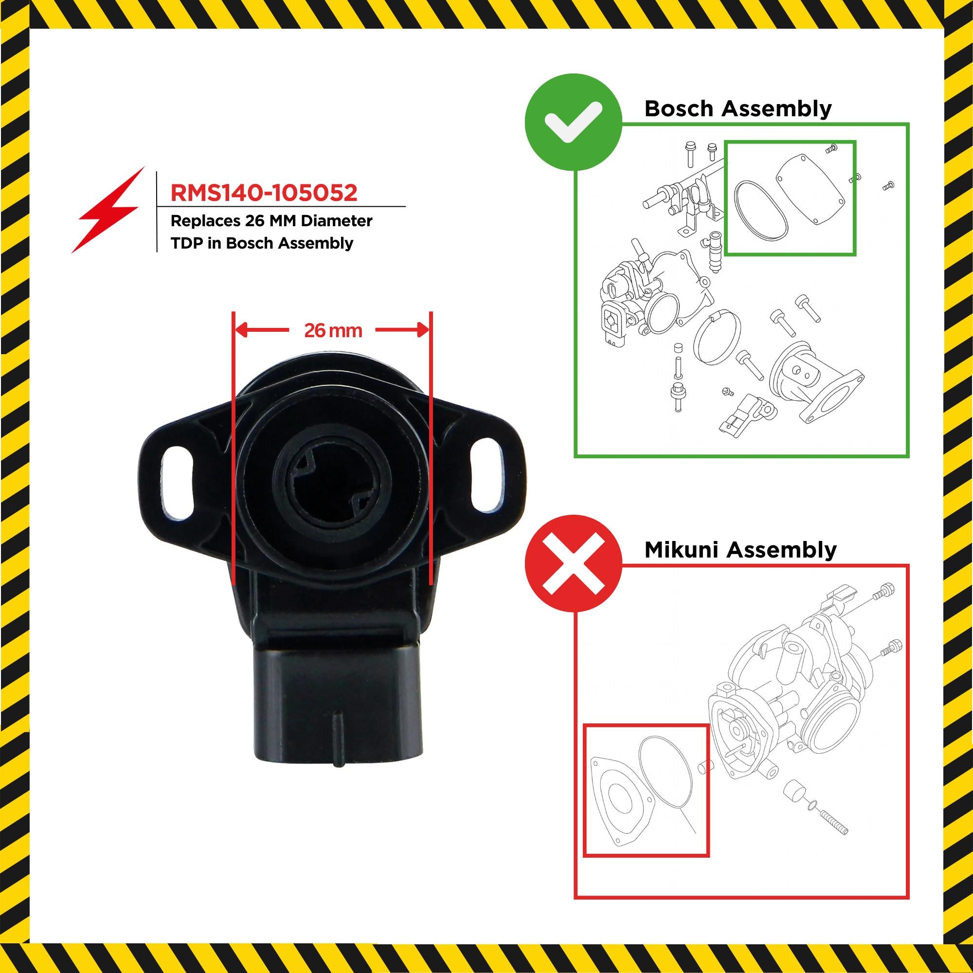 Throttle Position Sensor TPS 26mm (Bosch) for Polaris Sportsman 550 570 | Ranger 570 800 | RZR 800 2009-2026 | 3131705