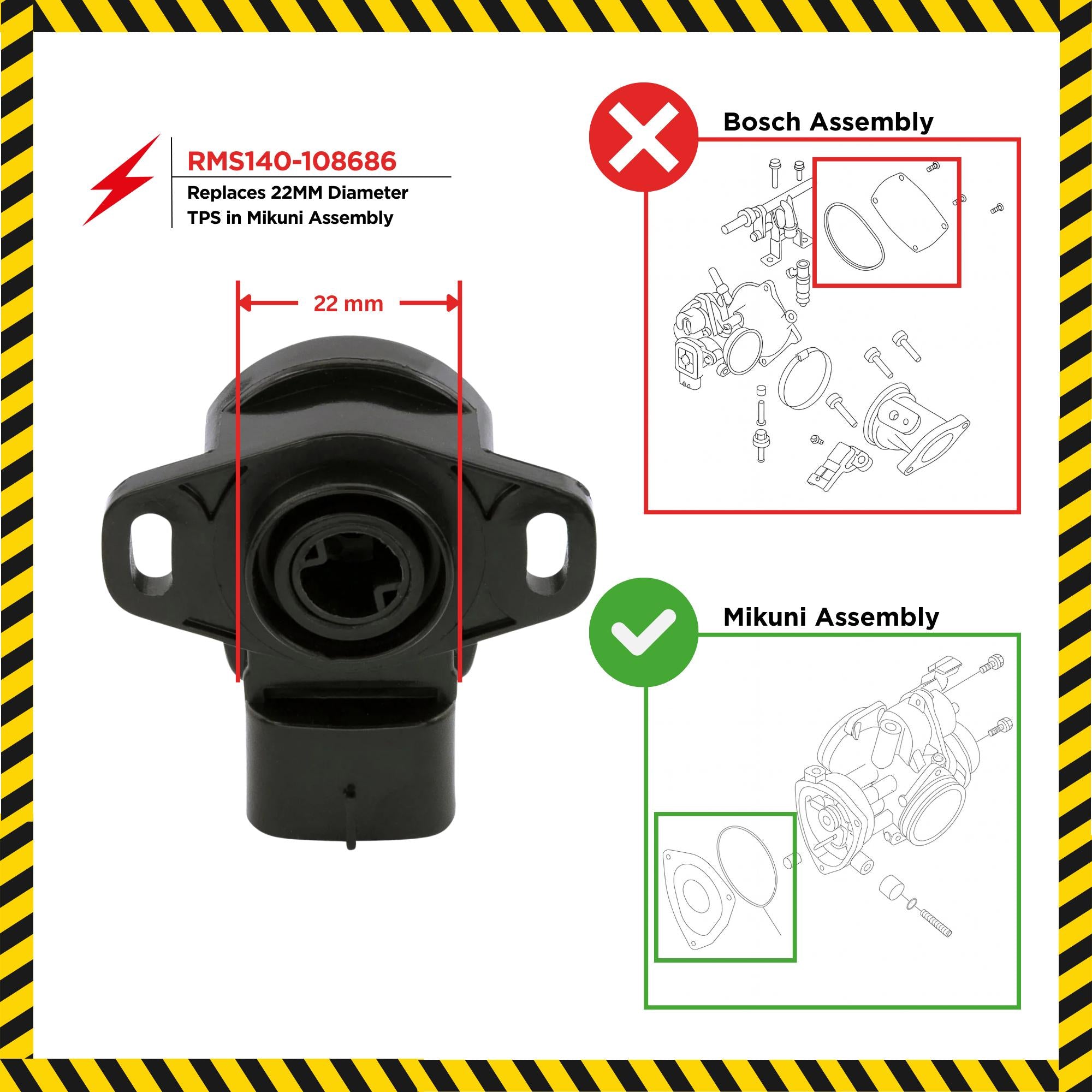 Throttle Position Sensor TPS 22mm (Mikuni) for Kawasaki Jet Ski Ultra ...