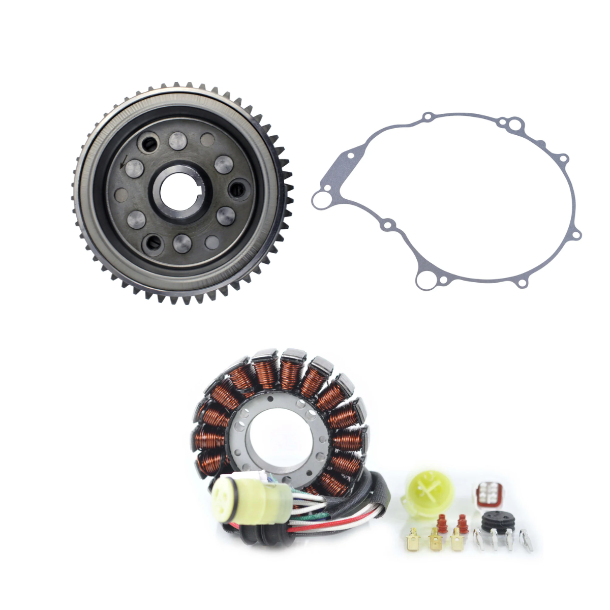 Volant d'inertie amélioré + stator haute puissance + joint pour  Yamaha YFM 660 R Raptor 2001-2005 | 5LP-15590-00-00 5LP-81410-00-00