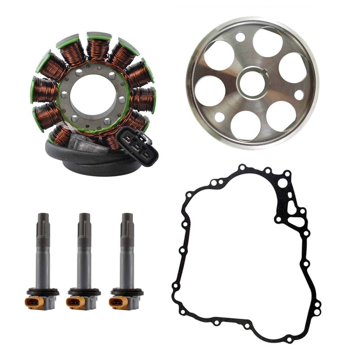 ハピ⁑ Kit Stator + Flywheel + Gasket + 3 Cap Coil for Ski-Doo Expedition