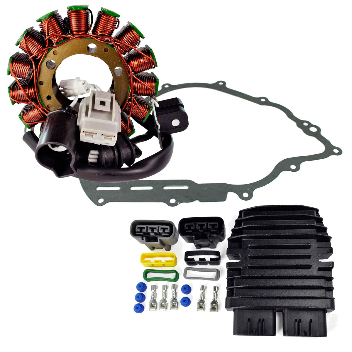 Kit Stator + Mosfet Voltage Regulator + Crankcase Gasket for Yamaha YXR 700 Rhino / YXM Viking 2008-2024 1D7-81960-00-00
