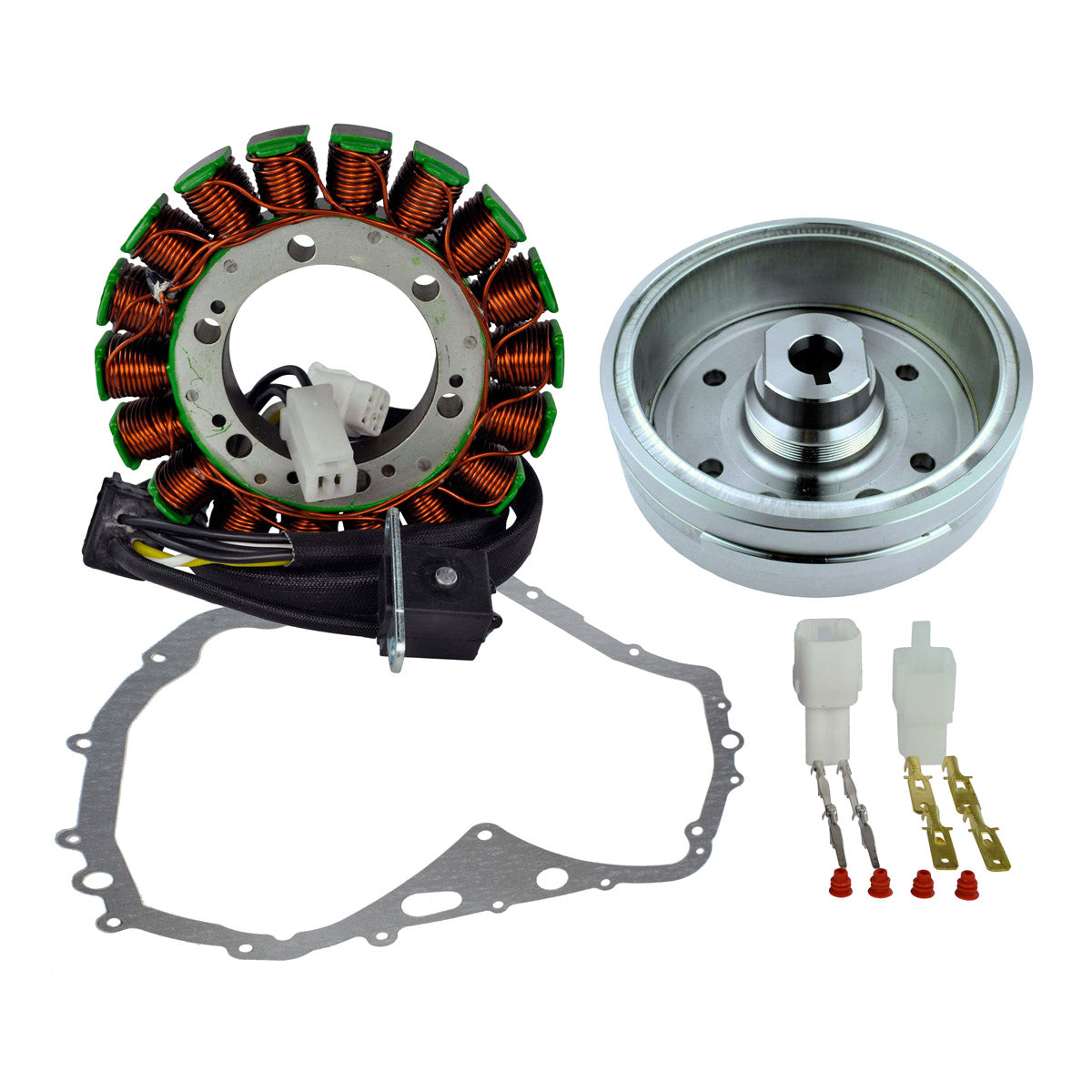 Kit Improved Flywheel + Stator + Crankcase Cover Gasket for Suzuki LTF 400 Eiger Manual Arctic Cat 400 Manual 2002-2008