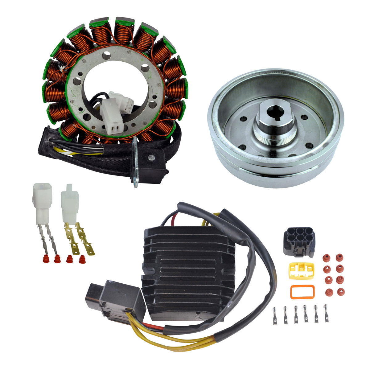 Kit Stator + Improved Magneto Flywheel + Mosfet Regulator Rectifier for Suzuki LTA 400 Eiger / LTF 400 Eiger 2002-2007