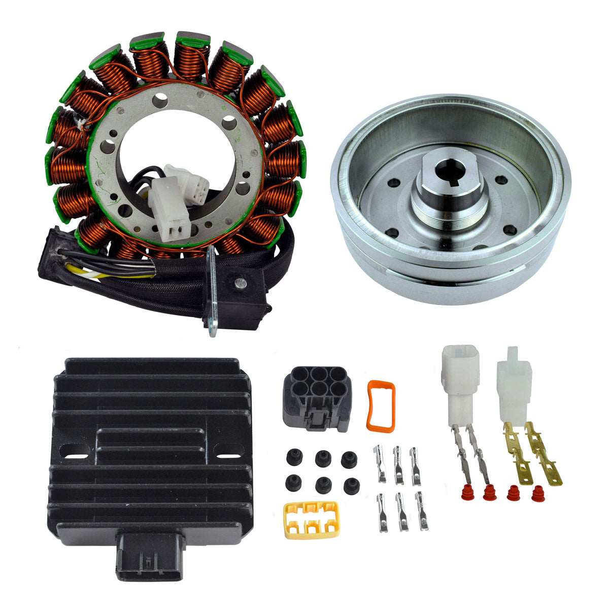 Kit Stator + Improved Magneto Flywheel + Regulator Rectifier for Suzuki LTA 400 Eiger / LTF 400 Eiger 2002-2007
