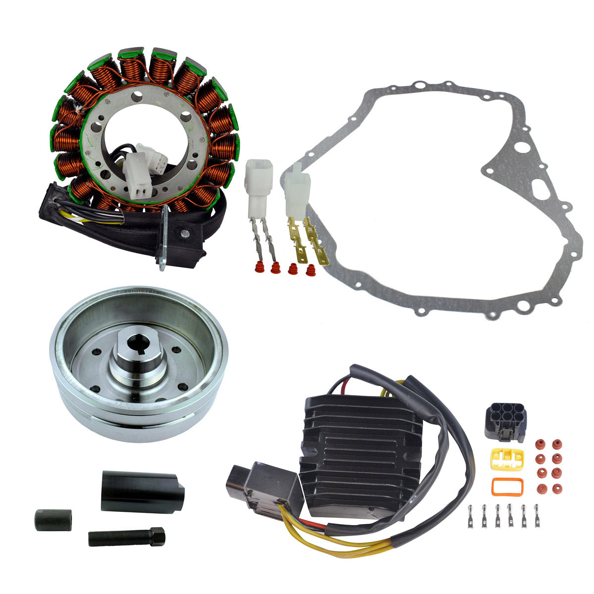 Kit Improved Flywheel + Puller + Stator + Mosfet Regulator + Gasket for Suzuki LTF 400 Eiger 4x4 Manual 2002-2007