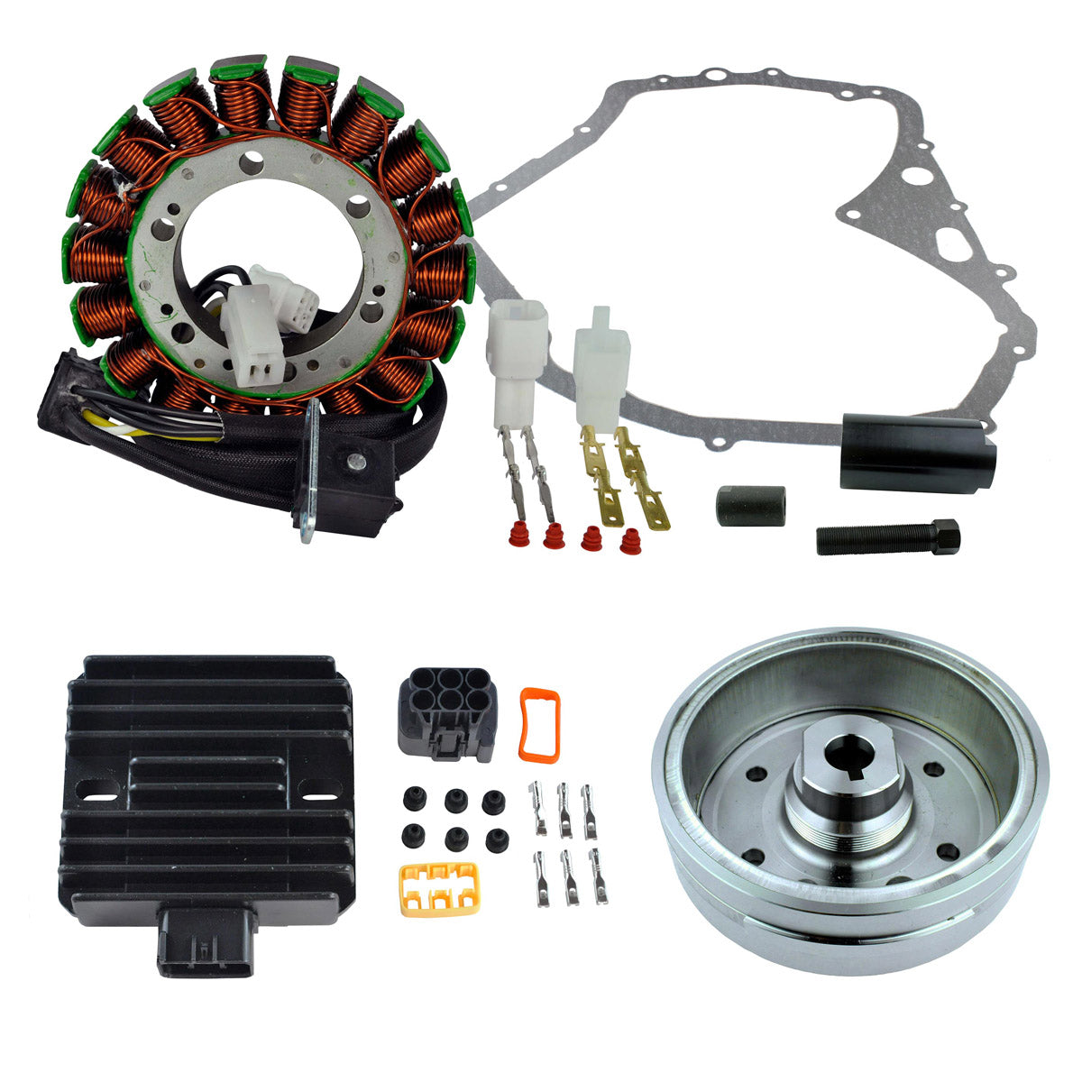 Kit Improved Flywheel + Puller + Stator + Voltage Regulator + Gasket for Suzuki LTF 400 Eiger 4x4 Manual 2002-2007