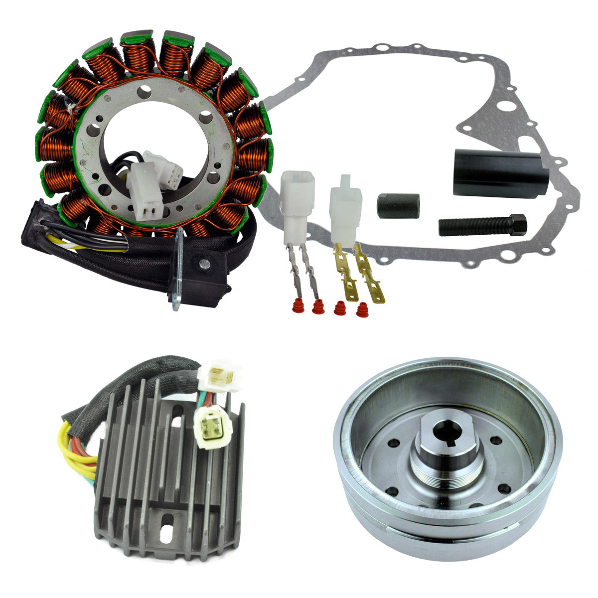 Kit Improved Flywheel + Puller + Stator + Regulator + Crankcase Cover Gasket for Arctic Cat 400 Manual 2003-2008