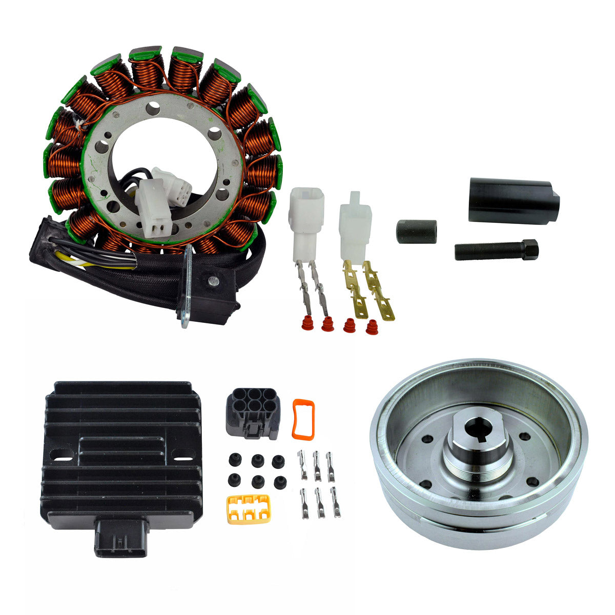 Kit Improved Flywheel + Flywheel Puller + Stator + Voltage Regulator Rectifier for Suzuki LTA / LTF 400 Eiger 2002-2007
