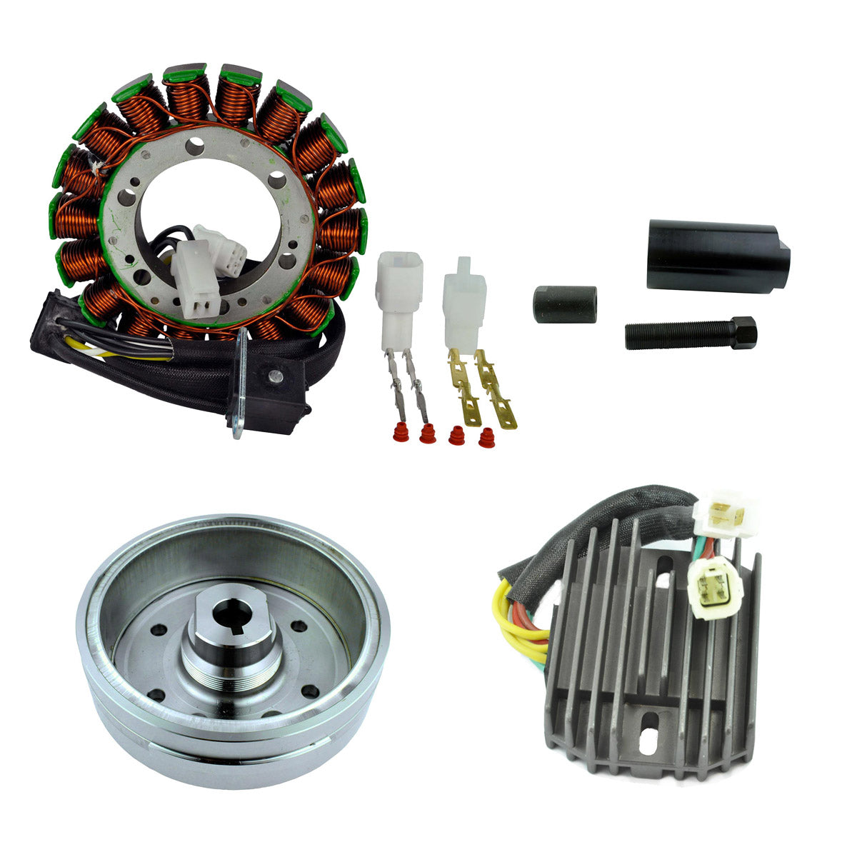 Kit Improved Flywheel + Flywheel Puller + Stator + Voltage Regulator for Arctic Cat 375 400 TBX / TRV 400 2002-2008