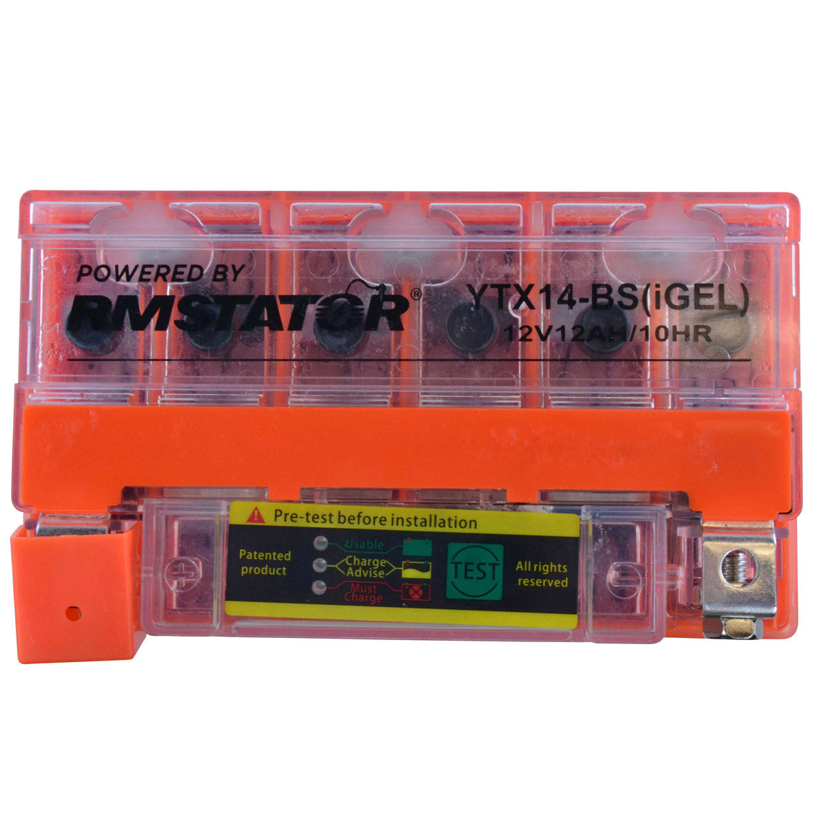 YTX14-BS 12V 12AH 200 CCA Maintenance Free - Sealed AGM Battery – Built-In Voltage Meter for ATV Motorcycles Scooters