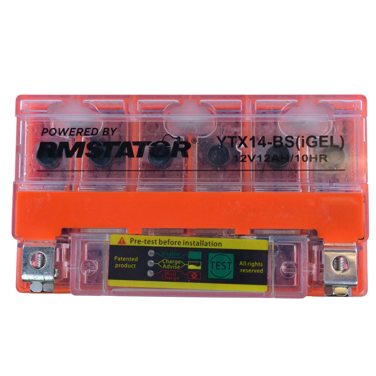 YTX14-BS 12V 12AH 200 CCA Maintenance Free - Sealed AGM Battery – Built-In Voltage Meter for ATV Motorcycles Scooters