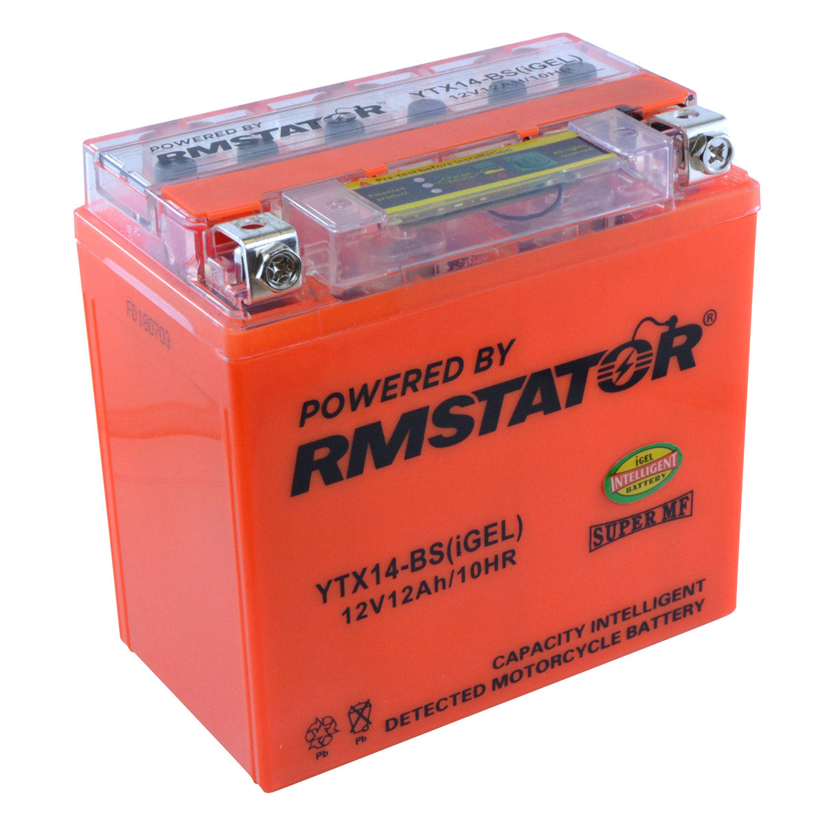 YTX14-BS 12V 12AH 200 CCA Maintenance Free - Sealed AGM Battery – Built-In Voltage Meter for ATV Motorcycles Scooters
