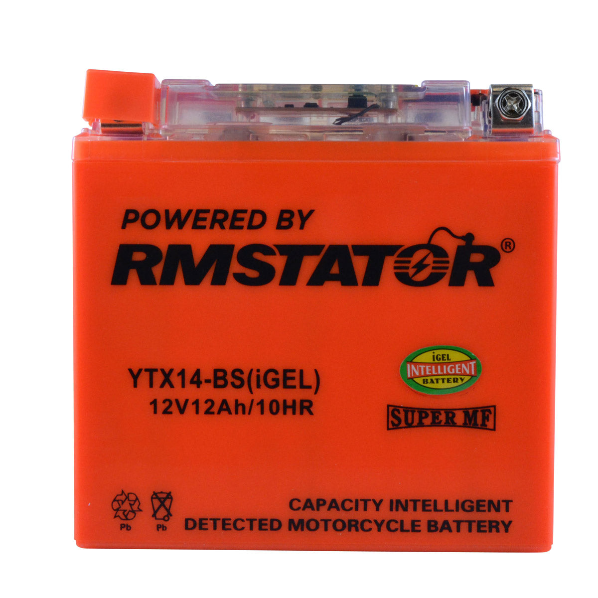 YTX14-BS 12V 12AH 200 CCA Maintenance Free - Sealed AGM Battery – Built-In Voltage Meter for ATV Motorcycles Scooters