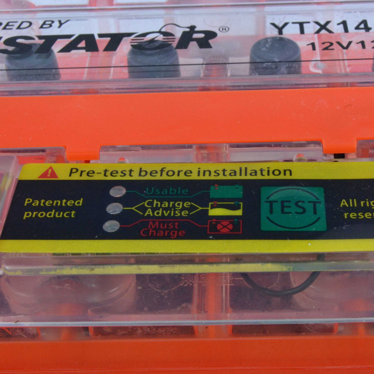 YTX14-BS 12V 12AH 200 CCA Maintenance Free - Sealed AGM Battery – Built-In Voltage Meter for ATV Motorcycles Scooters
