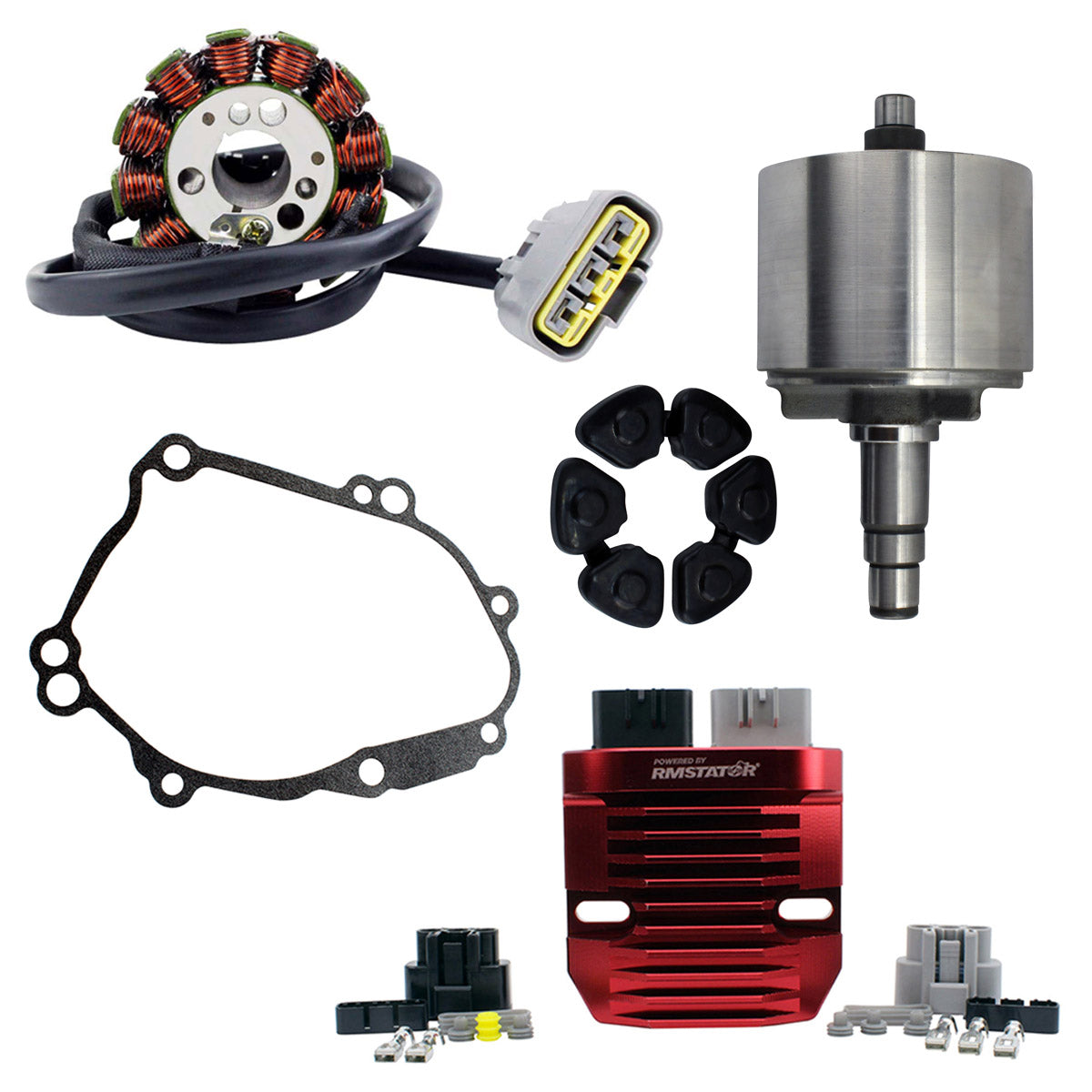 Stator + Flywheel + Aluminum Voltage Regulator + Gasket Yamaha YZF R1 FZ1 FZ8 06-14 | 2SH-81450-00-00 2D1-81410-10-00
