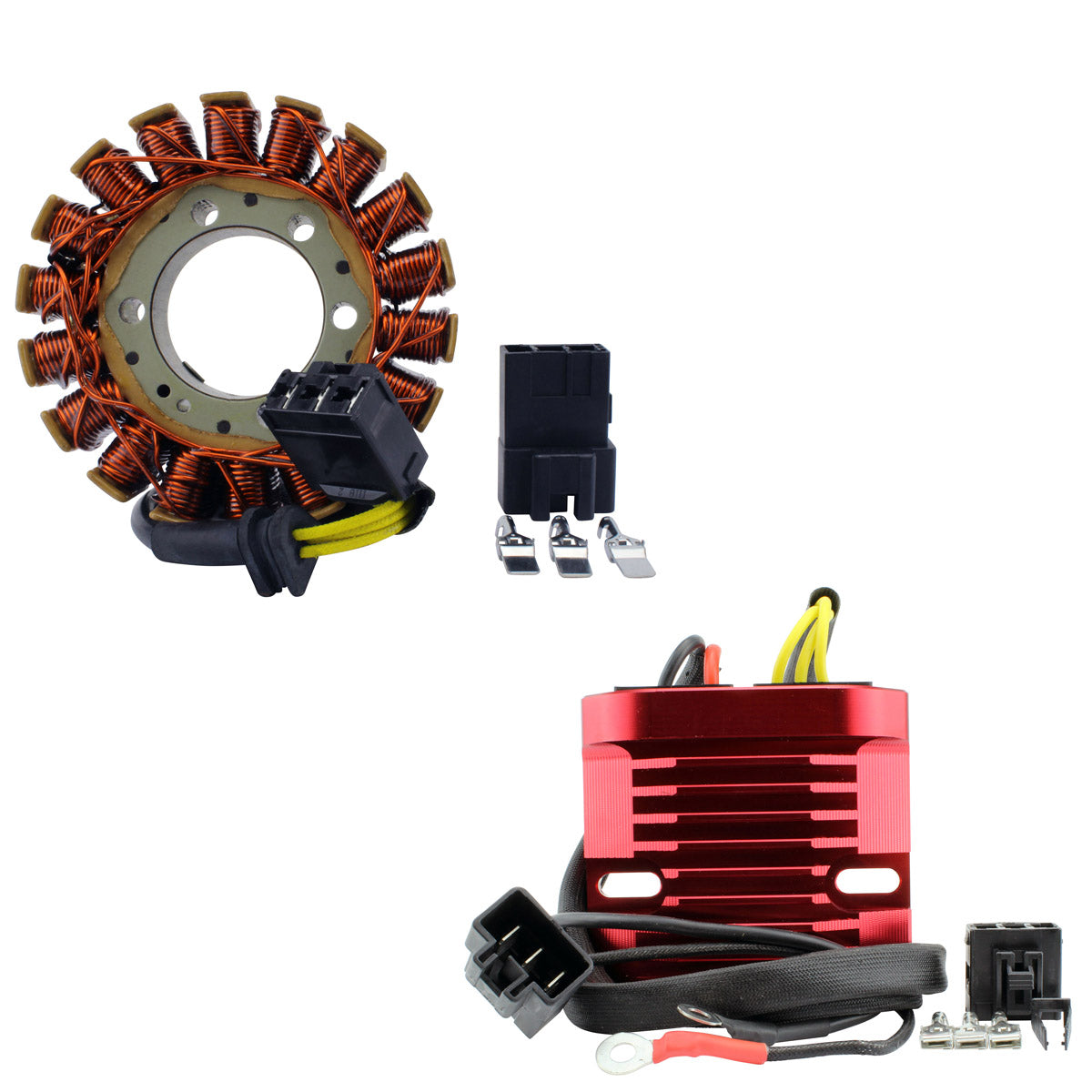 Generator Stator + Aluminum Machined Mosfet Regulator for Honda CBR 600 F4i 2001-2004 | OEM Repl.# 31600-MBW-D21